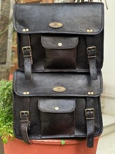 Leather Motorcycle Saddle Luggage Bag Saddlebag Goat Sportster Large New Pannier