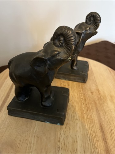 Bronze bookends elephants - bronze,