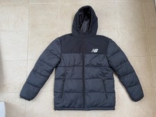 New Balance Men’s Black Hooded Padded Tech Puffer Jacket Streetwear Size Medium