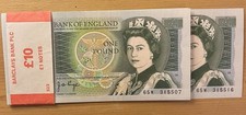Old £1 Notes. Series Of 10 Consecutive. JB Page. Uncirculated