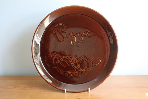 Vintage brown pizza plate - brown,