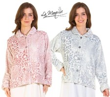 LADIEs ANIMAL SUPER SOFT BUTTON UP THROUGH BED JACKET*FLEECE 67470