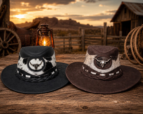 Genuine leather cowboy - cowboy, hat