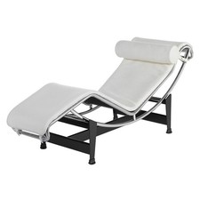 Le Courbusier white Faux Leather chaise longue
