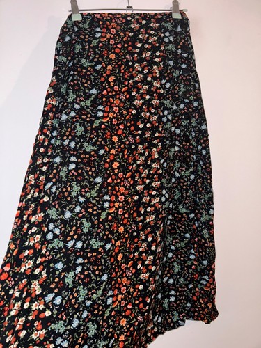 Long black skirt - long, floral