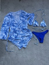 Blue Women Long Sleeve 3 Piece
