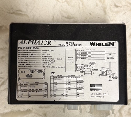 Whelen alpha12r amp - whelen,