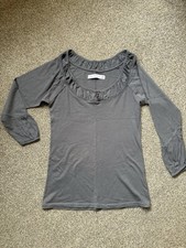 Zara Grey Ruffle Neck Long