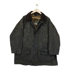 Barbour Gamefair Waxed Jacket Mens Size 46 Green Full Zip Lined Outdoor