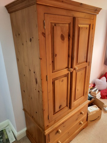 Pine wardrobe with drawers - with,
