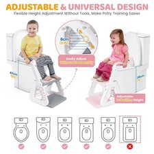 Orzbow Adjustable Potty Training Toilet Seat with Steps Splash Guard Cushion Pin