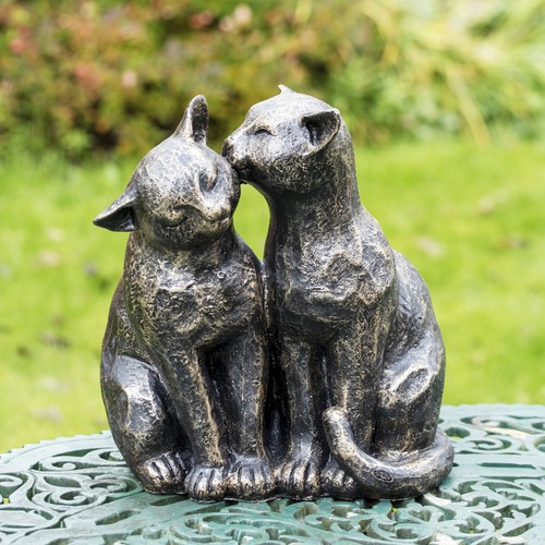 Aged gold preening cats garden - aged,