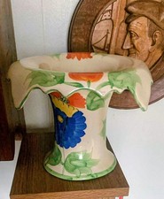 Vintage Art Deco Hand Painted  Flared Vase