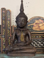 Large Thai Bronze Buddha Statue 17 Inches 