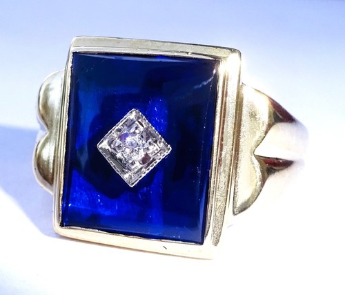 Mens 9ct gold blue - 9ct, &