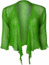 Womens Tie Up Open Front Shrug Ladies Knitted Cropped Bolero Short Cardigan Top