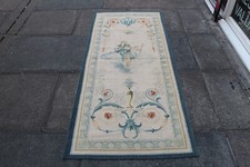 Vintage Hand Made French Design Original Wool Grey Aubusson Tapestry 190x71cm