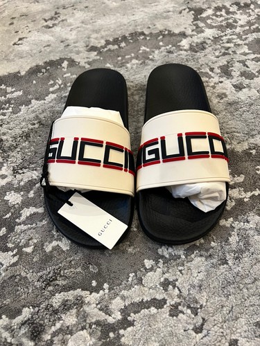 Gucci stripe rubber ecru slide - rubber,