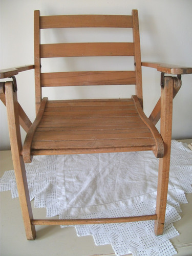 Vintage slatted wooden - slatted, folding
