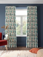 Harlequin Melora Pair Lined Pencil Pleat Curtains Teal/Pink W228x182cm (Pulls) A