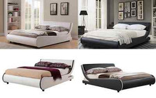 4ft6 Italian Designer Griffin Faux Leather Double Bed Frame In Different Colours