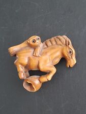Japanese Netsuke Boxwood Monkey on Horse