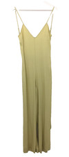 Zara Women's Jumpsuit Size S Yellow Cami Wide Leg Backless Zip Satin Used F1