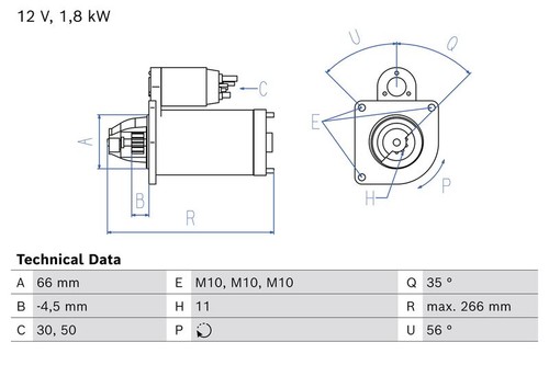 Bosch starter motor 12v 8kw - starter, 1.8kw