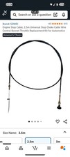 Universal Engine Stop Choke Wire Control Bonnet Throttle Replacement 2.5m
