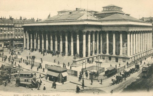 Paris vtg postcard bourse - paris,