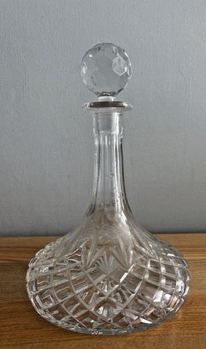 Cut glass ship decanter - glass,