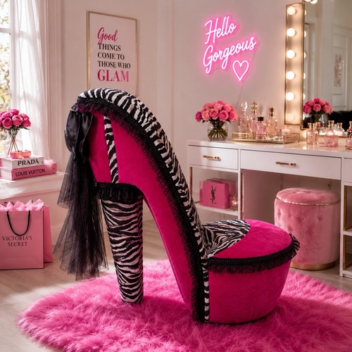 High heel shoe chair y2k - chair, zebra