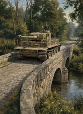 GERMAN TIGER TANK ON A BRIDGE