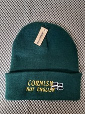 BNWT ADULT CORNISH NOT ENGLISH CORNWALL BEANIE HAT BOTTLE GREEN BEECHFIELD NEW 