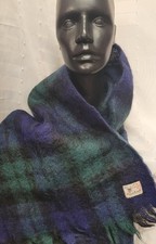 WOMENS'S ALL MOHAIR SCARF HandAcraft Made in Scotland Blue/Green Colour- CG S40
