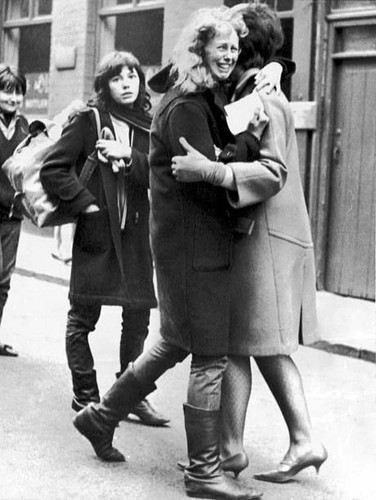 Beatles fans two - fans, hug