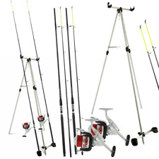 2 x 12ft Sea Fishing Set Rod And Reel Set Beachcaster Fishing Set Up Red Line
