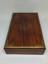 Antique Victorian Style Rosewood Brass Inlaid Trinket Jewellery Keepsake Box 8x5