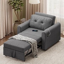 3 in 1 Sofa Bed, Convertible Sleeper Chair Bed with Type-C Ports, Side Pocket