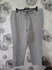 MENS NWOT NEXT Grey PURE LINEN TROUSERS WAIST 40W 29L 2005