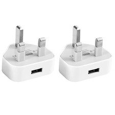 2pc 3Pin UK Mains Wall USB