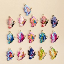 16pcs Butterfly Enamel Charms Cute Insects Mixed Designs DIY Jewellery Making