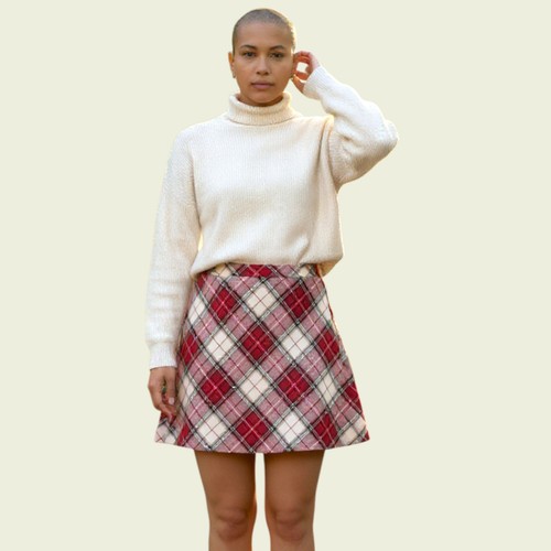 Women red tartan plaid - red,
