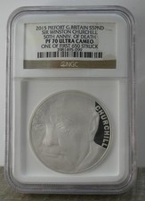 2015 Silver Piedfort Proof £5 Crown Coin Winston Churchill NGC Graded PF70