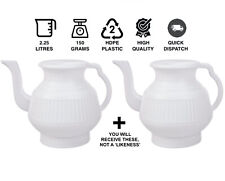 2 x Modern Bodna Lota Toilet Wash Jug 2.25 Litres HDPE White and White