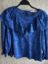 Zara Blue Ruffle Broderie Anglaise Top 12