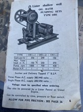 LISTER Shallow Well Pumping Sets Oil Bath Brochure Range FARMING