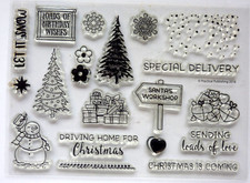 19 Clear Acrylic LET IT SNOW Stamps Christmas Phrases 1 Sheet 15.0cm  x 11.0cm