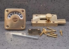 NEW BRASS VACANT ENGAGED TOILET BATHROOM DOOR BOLT INDICATOR SLIDING LOCK RETRO