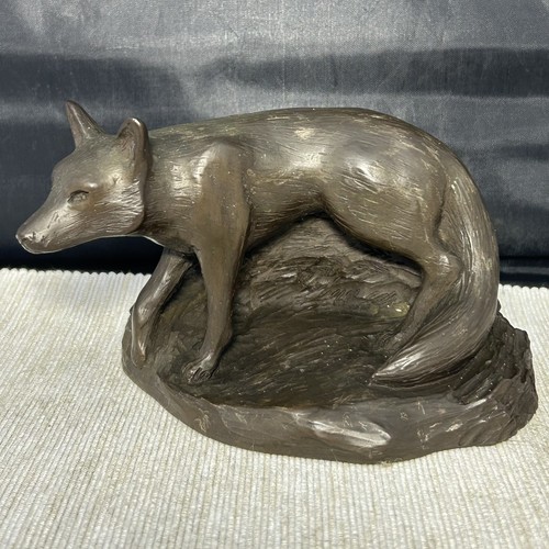 Vintage fox sculpture signed - fox,